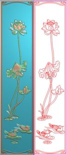 精雕图花鸟竖板柱子浮雕图顶箱柜荷花莲花鸳鸯衣柜大门板139x651