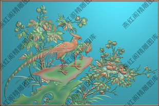 花鸟精雕图jdp灰度图浮雕图精品牡丹凤凰双凤和鸣710x476背板新款