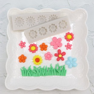 小花系列食品级翻糖模具花朵小草巧克力DIY杯子蛋糕装饰硅胶模具