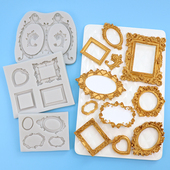 欧式 饰烘焙工具 相框镜框翻糖巧克力硅胶模具DIY宫廷风花纹蛋糕装