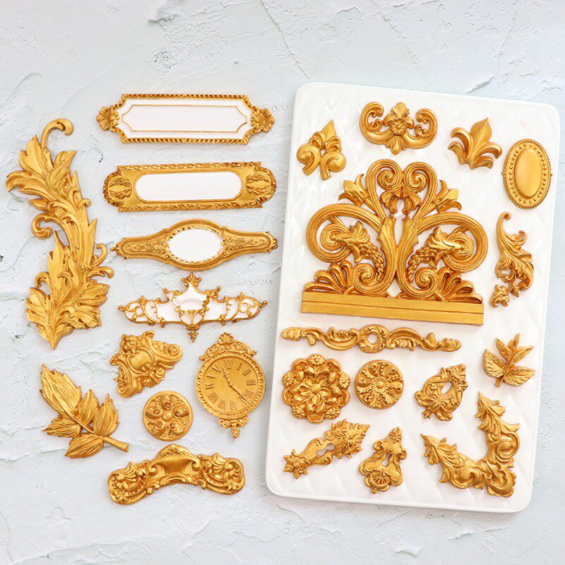 欧式 花纹浮雕 复古相框翻糖硅胶模具巴洛克蛋糕花边围边装饰模具