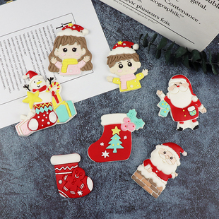 新款圣诞老人 小男孩 小女孩雪屋袜子翻糖巧克力蛋糕摆件硅胶模具