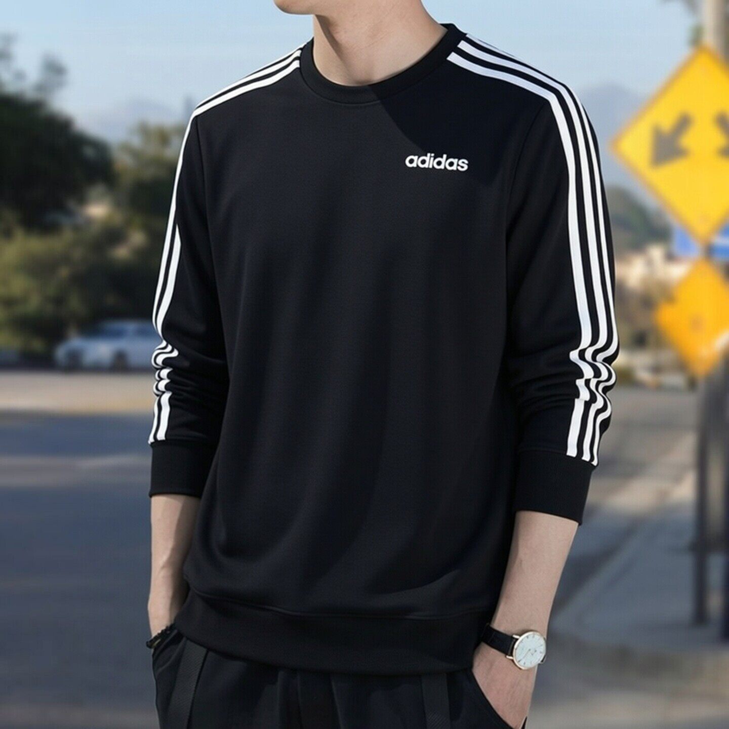 adidas阿迪达斯卫衣男装秋季新款男士打底衫复古防风运动套头上衣