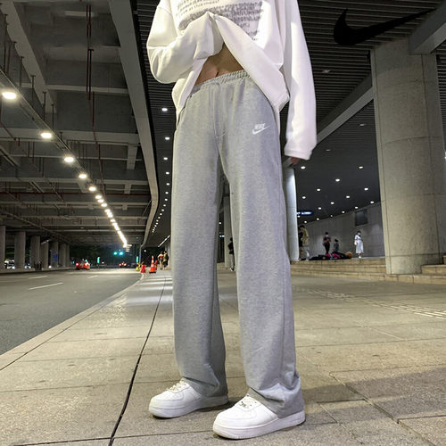 Nike耐克裤子正品灰色直筒裤纯棉夏季新款长裤薄款运动裤宽松男裤