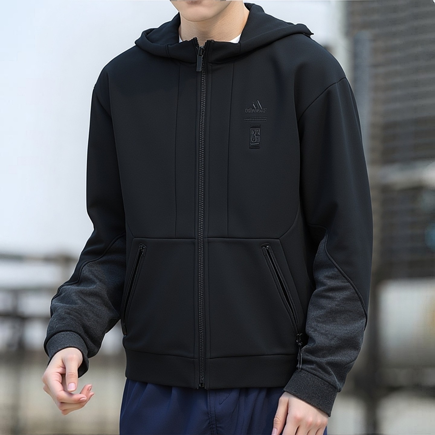 阿迪达斯男装秋季新款运动服健身训练休闲外套针织纯棉夹克卫衣