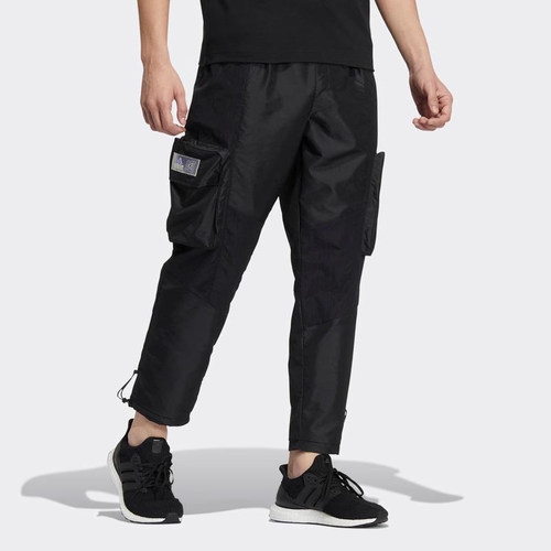 阿迪达斯黑色梭织长裤男夏季新款运动裤休闲宽松工装裤子HT0523