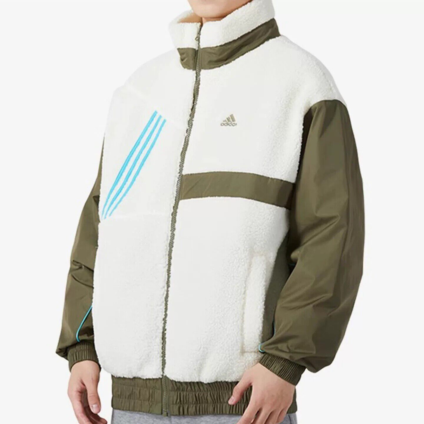 正品Adidas阿迪达斯男子仿羊羔绒简约保暖休闲运动棉衣外套IK5108