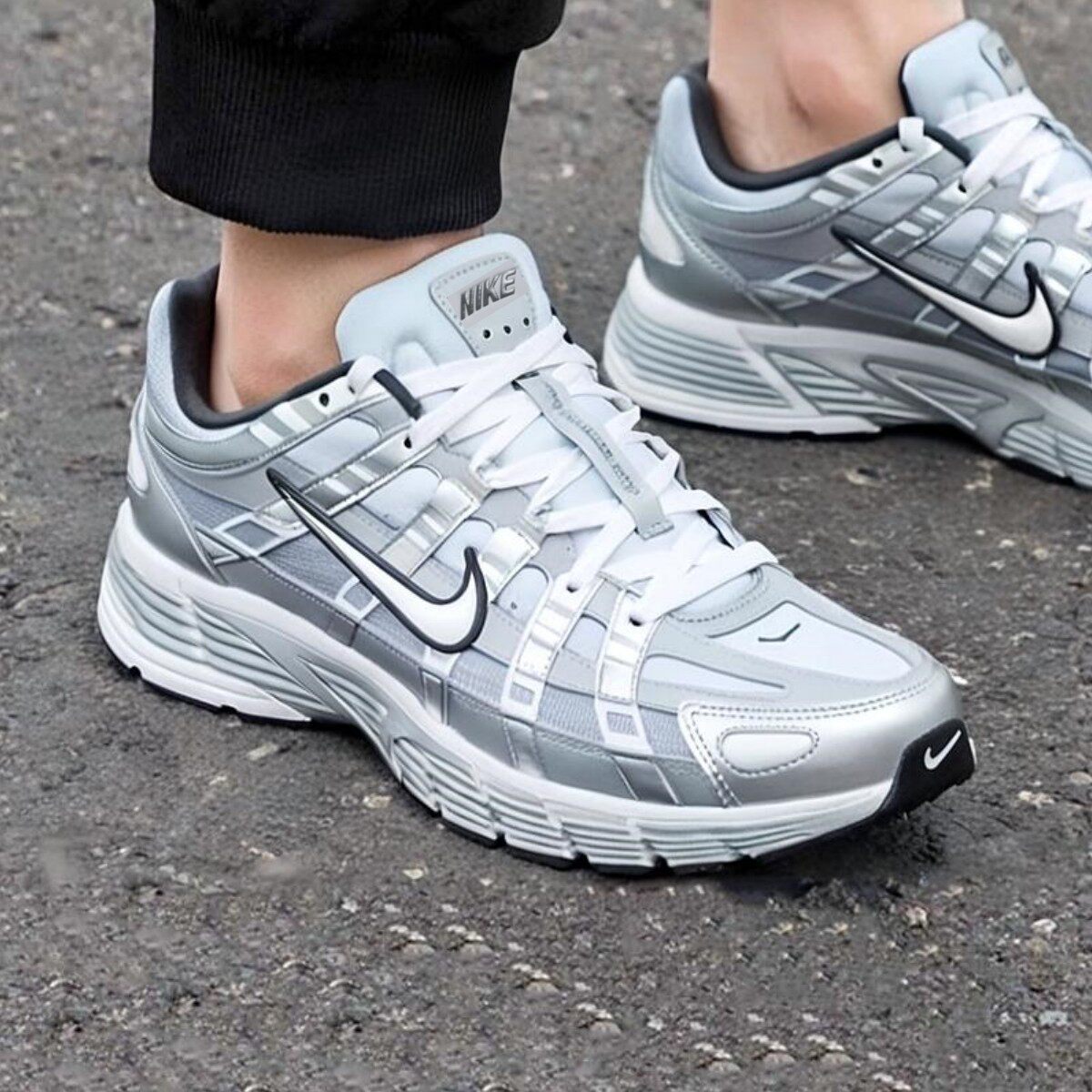 Nike耐克鞋子正品P-6000运动鞋银色老爹鞋复古跑步鞋正品缓震男鞋