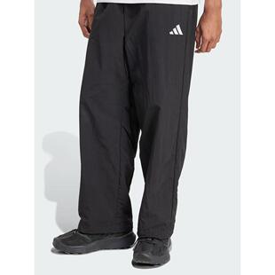 adidas阿迪达斯新款男子梭织长裤运动休闲裤子透气宽松黑色JM1778