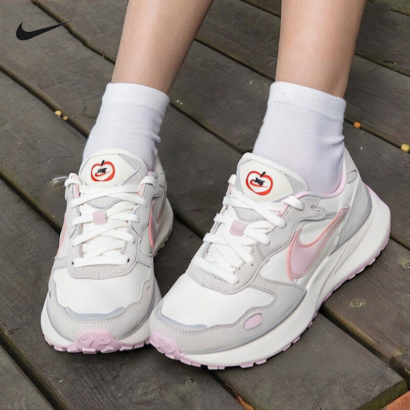 NIKE耐克粉色休闲鞋女鞋新款Waffle复古时尚缓震耐磨低帮跑步鞋