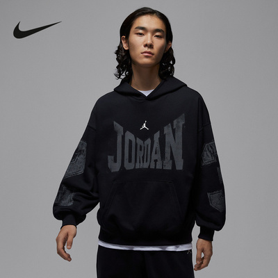 Jordan耐克卫衣男装连帽套头衫宽松运动服印花长袖上衣HV0094-010