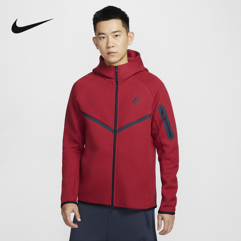 Nike耐克外套男25春红色本命年连帽衫宽松休闲针织夹克HV0950-687