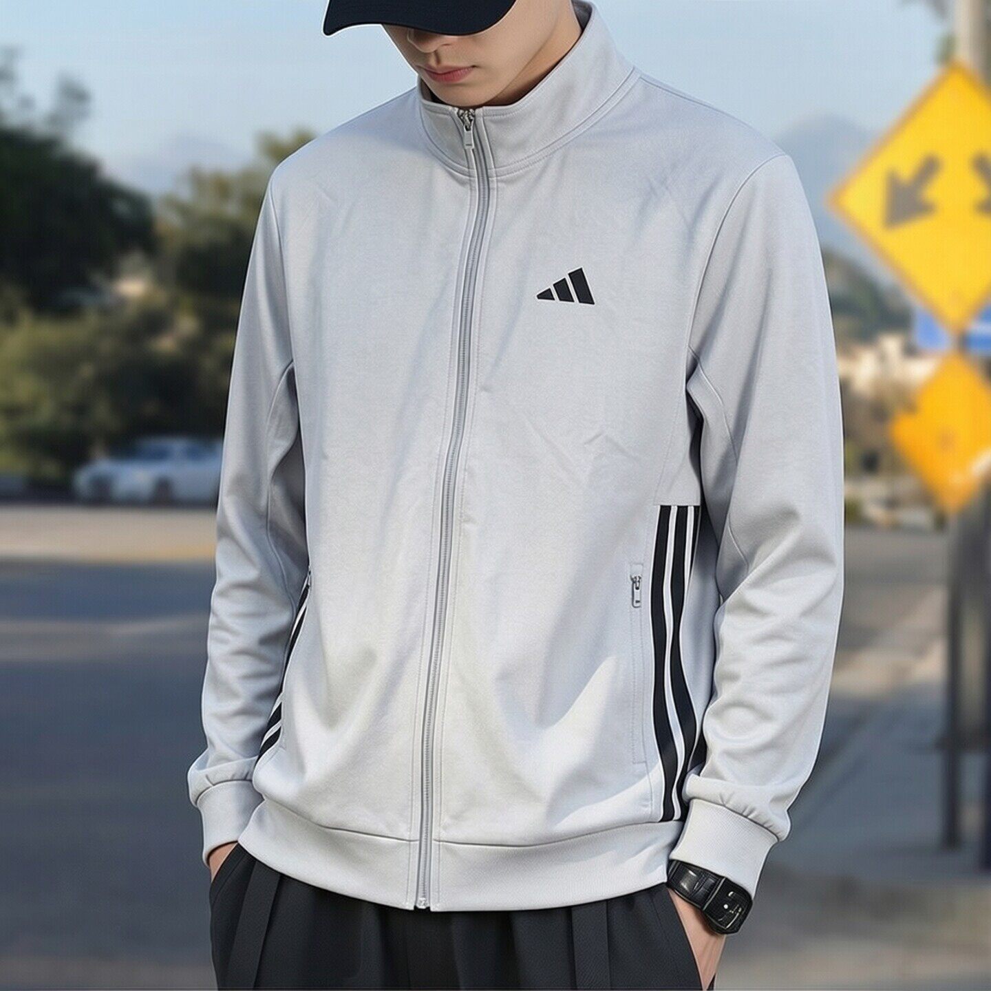 阿迪达斯外套男装新款跑步运动服休闲时尚百搭防风立领修身夹克