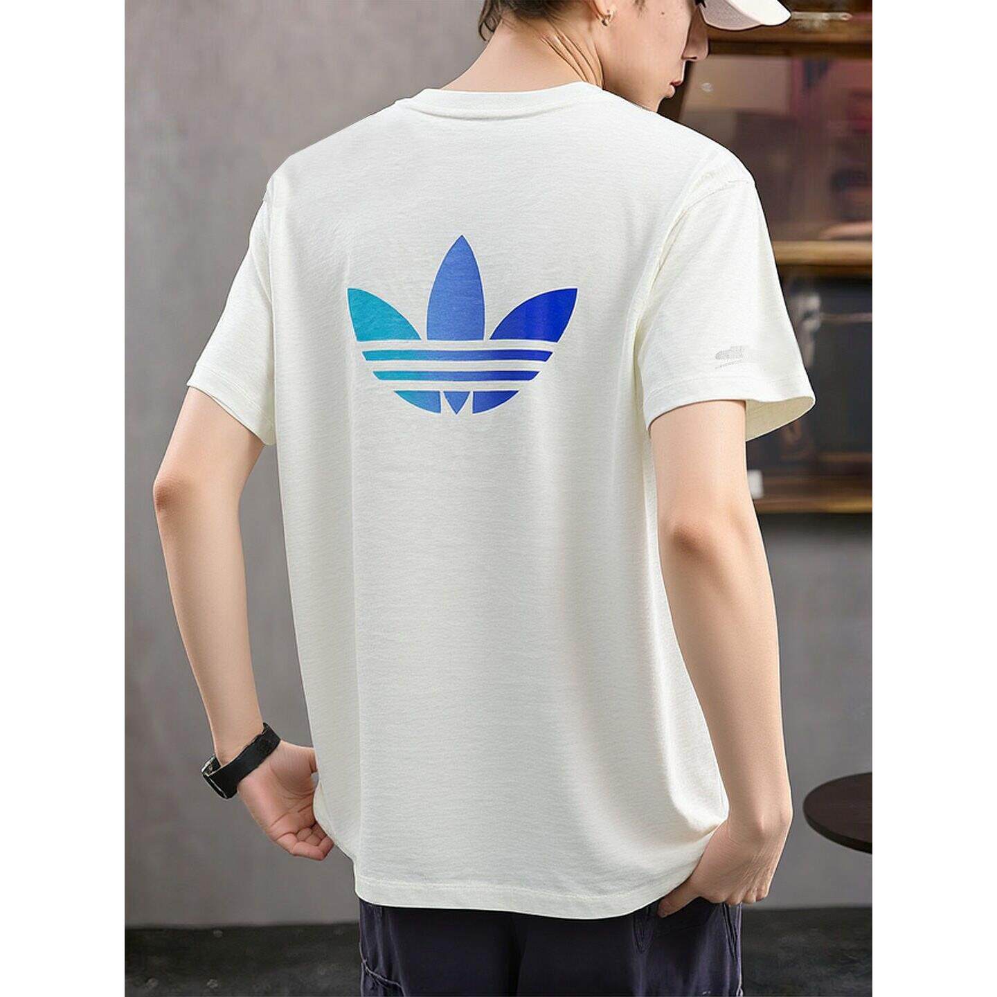 阿迪达斯三叶草大logo短袖男T恤夏季正品美式篮球运动服简约半袖