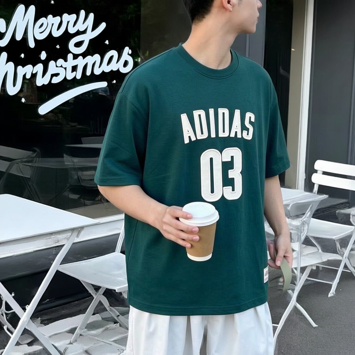 adidas阿迪达斯正品短袖男t恤夏正品宽松美式篮球绿色复古运动服