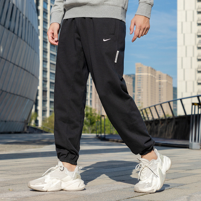 黑色长裤Nike耐克针织束脚裤男裤跑步训练运动裤收口休闲裤CK6366