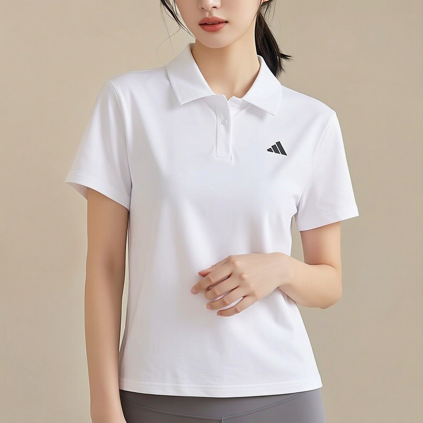 阿迪达斯短袖女装夏季薄款翻领POLO衫透气休闲T恤纯色简约运动服