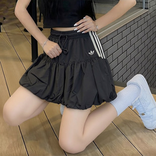 阿迪达斯三叶草花苞裙女短裙夏季梭织透气美式校园复古裙子KU4773
