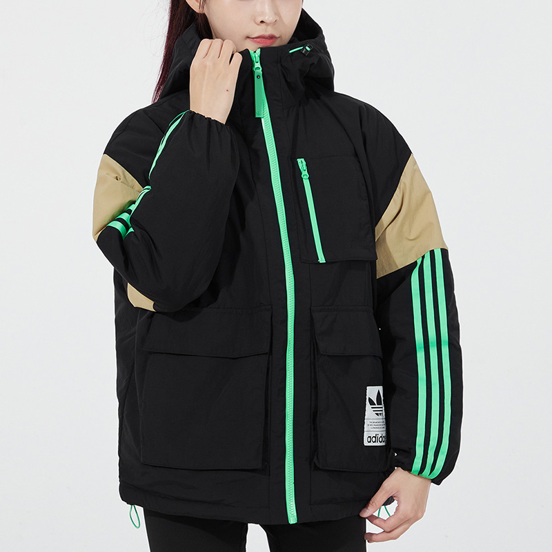 Adidas阿迪达斯羽绒服女正品新款三叶草运动服休闲连帽外套H64176