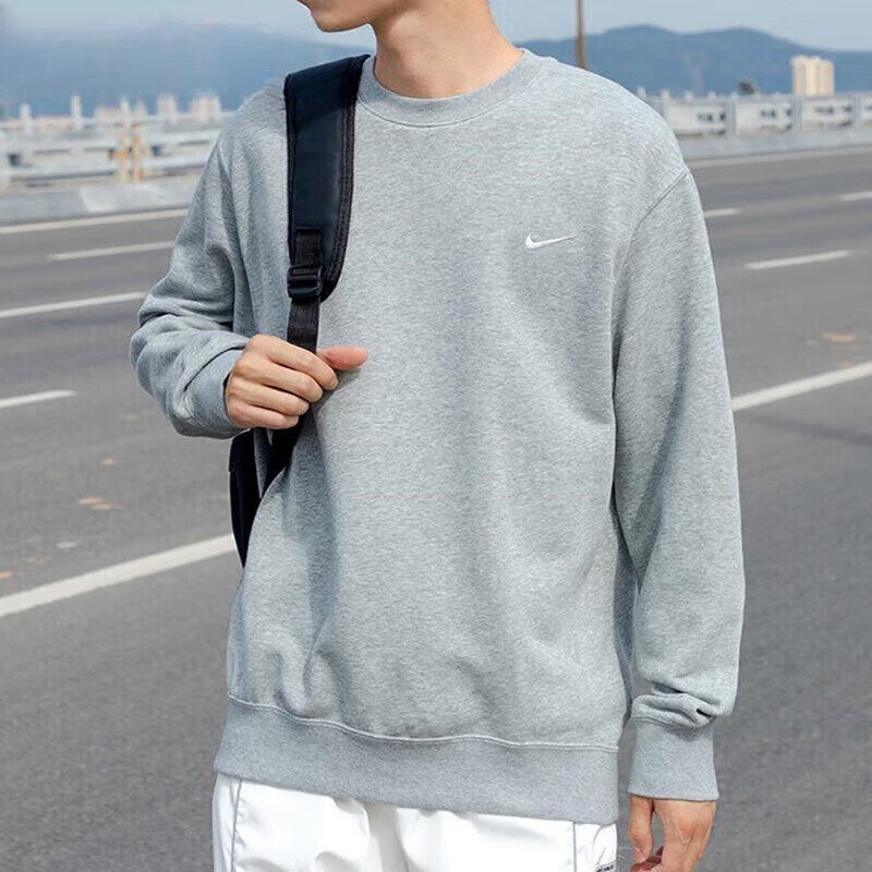 Nike耐克纯棉卫衣针织圆领套头衫冬季新款男子外套厚款运动服上衣