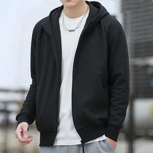 阿迪达斯外套男春秋款新款运动外套连帽拉链针织开衫卫衣休闲上衣