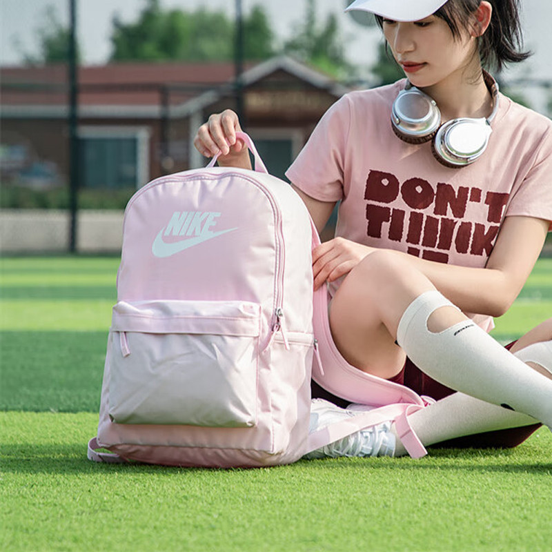 耐克粉色双肩包学生书包可爱糖果色经典款休闲旅行运动大容量背包