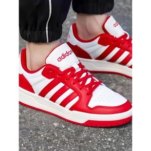 阿迪达斯红色板鞋男女春季新款低帮休闲鞋ENTRAP篮球情侣小白鞋女
