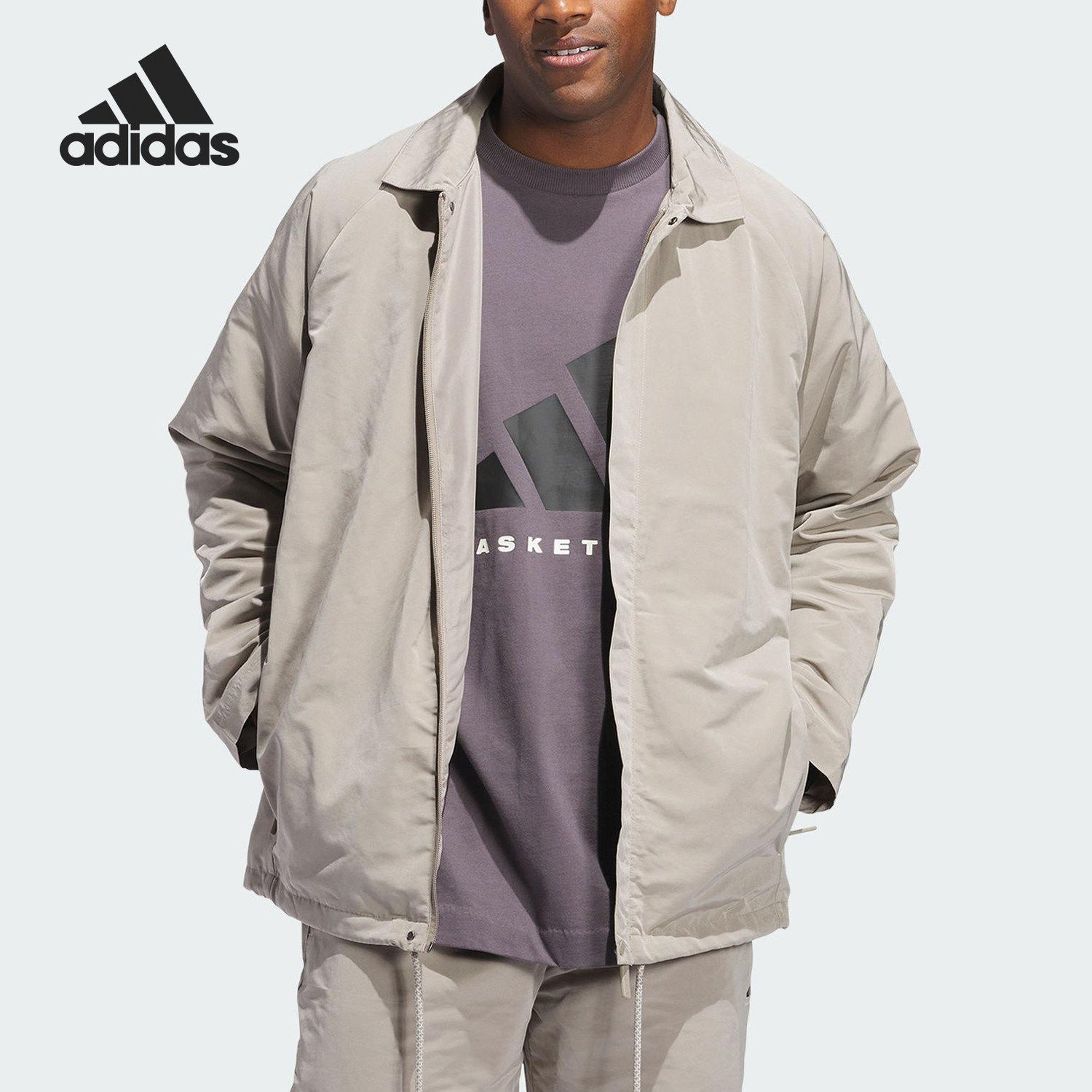 阿迪达斯正品JACKET男女篮球宽松运动翻领外套JC7843