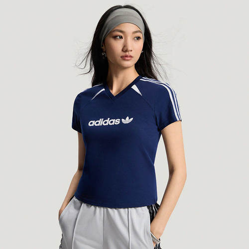 阿迪达斯三叶草女装2026夏季正品BLK W 时尚修身短袖T恤KU4762