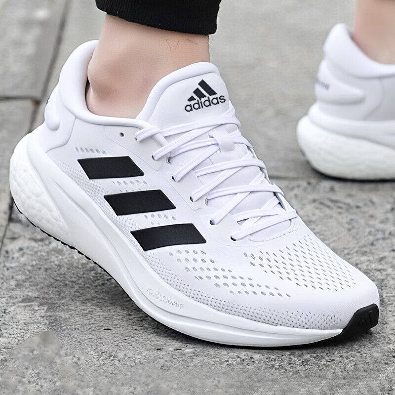 阿迪达斯白色男鞋夏季新款网面透气运动鞋缓震回弹爆米花跑步鞋男