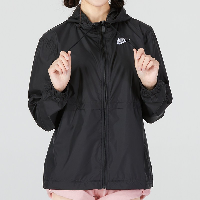 Nike耐克黑色外套女装正品正品运动服上衣连帽休闲防风夹克DM6180