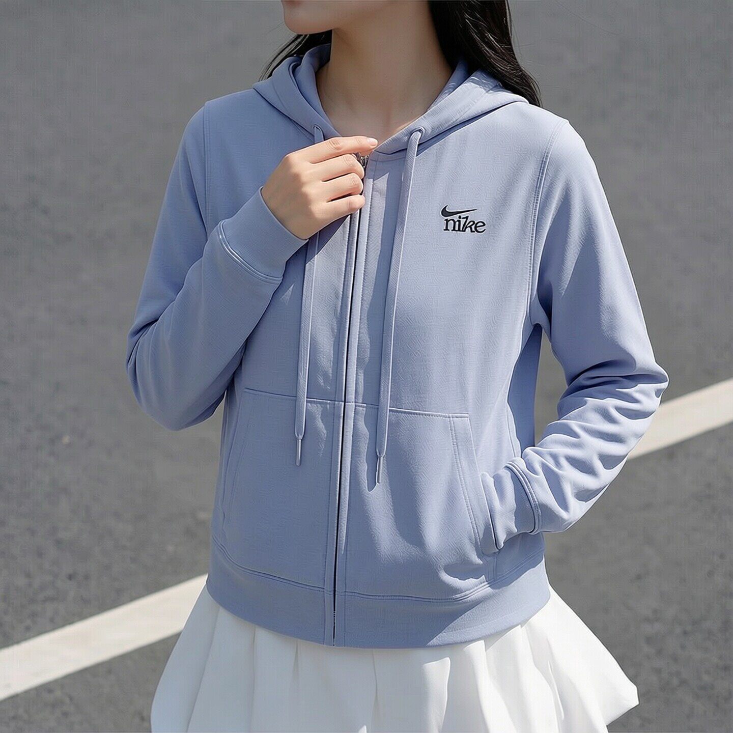Nike耐克短款外套新款女士连帽夹克针织休闲运动服潮流时尚款上衣