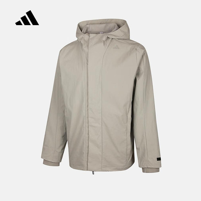 adidas阿迪达斯冬季新款男户外休闲梭织夹克连帽拉链外套 KS6484
