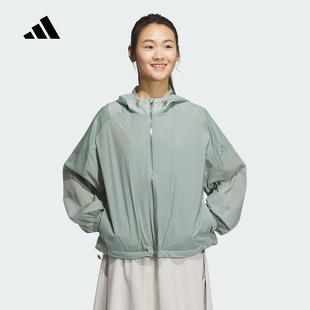 adidas阿迪达斯女子连帽夹克拒水防泼轻薄运动休闲上衣外套JZ1657