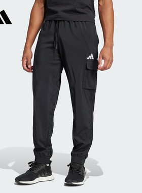 adidas阿迪达斯2025春季新款男款梭织长裤休闲中腰运动裤 JF3538