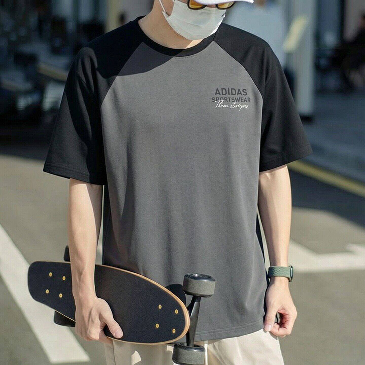 阿迪达斯灰色t恤男短袖夏