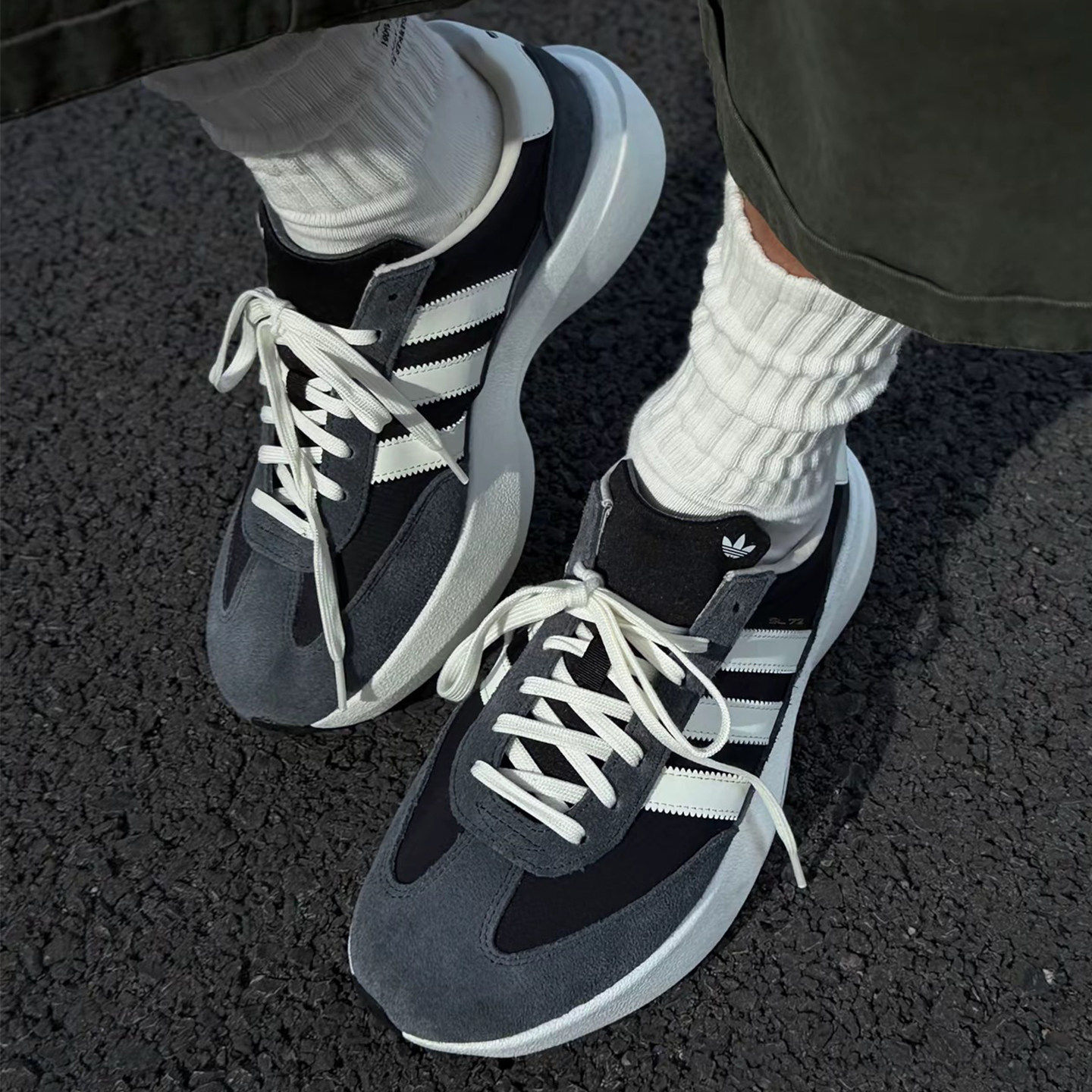 Adidas三叶草男鞋夏季新款SL 72 PRO灰色低帮厚底缓震休闲鞋男