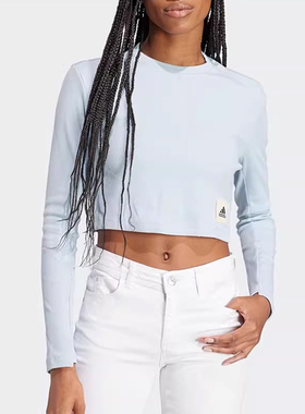 Adidas/阿迪达斯正品LNG RIB TEE 女士运动长袖圆领T恤IJ8433