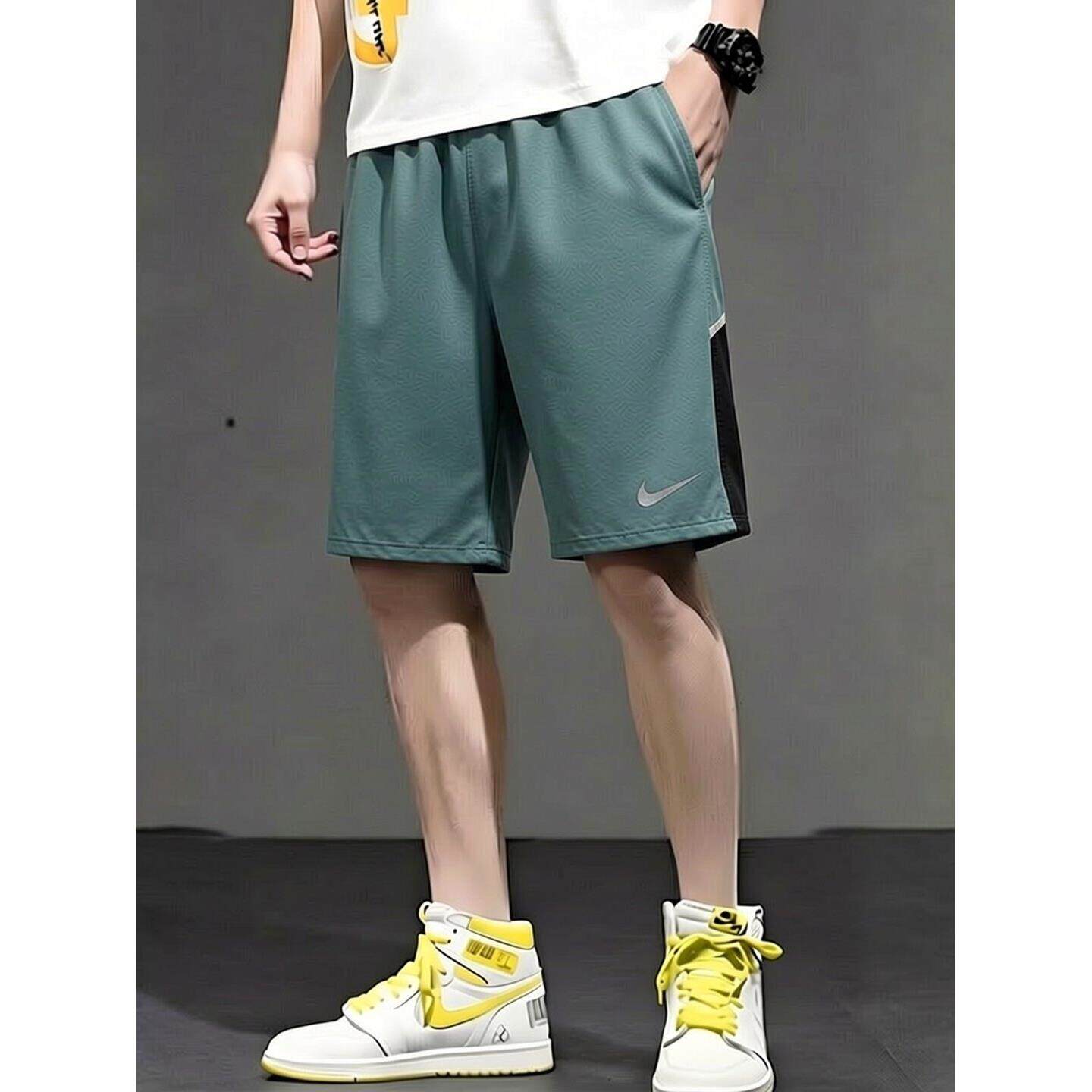 Nike耐克裤子灰绿色速干短裤健身训练五分裤正品跑步运动裤薄男裤