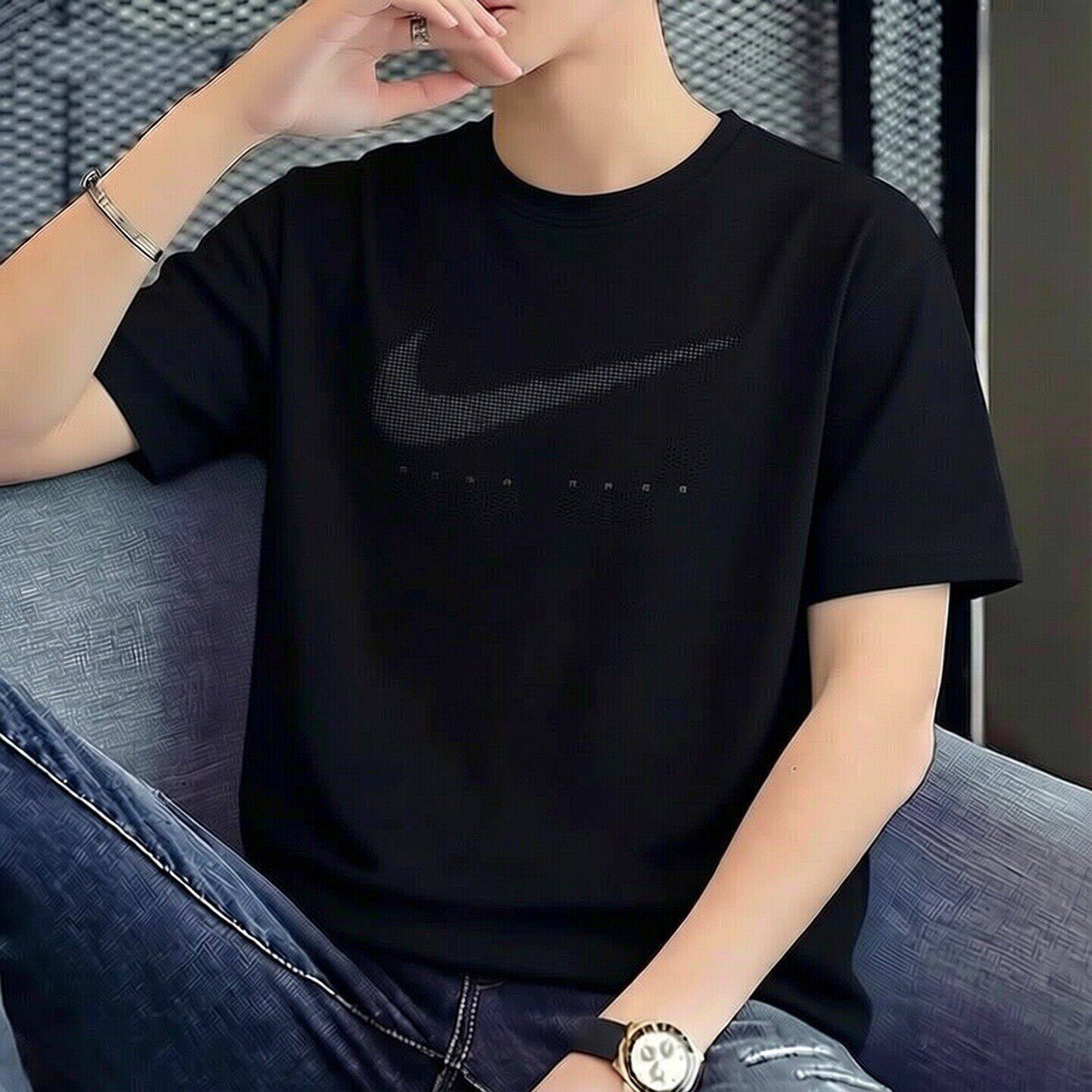 Nike耐克冰丝速干短袖黑色防晒T恤正品男子跑步上衣透气运动半袖