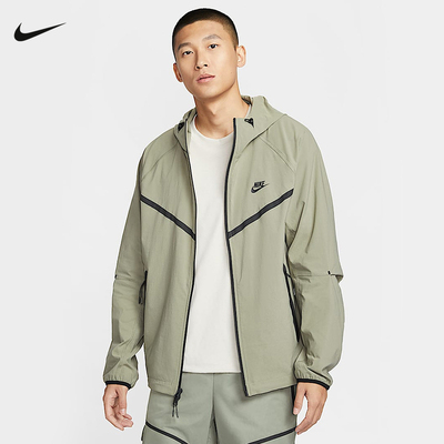 耐克男子字母印花小标户外运动防风梭织夹克连帽外套HM7152-320