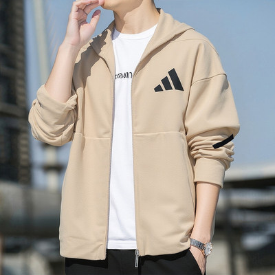 阿迪达斯外套男春季新款卡其色男士Z.N.E运动服休闲针织防风夹克