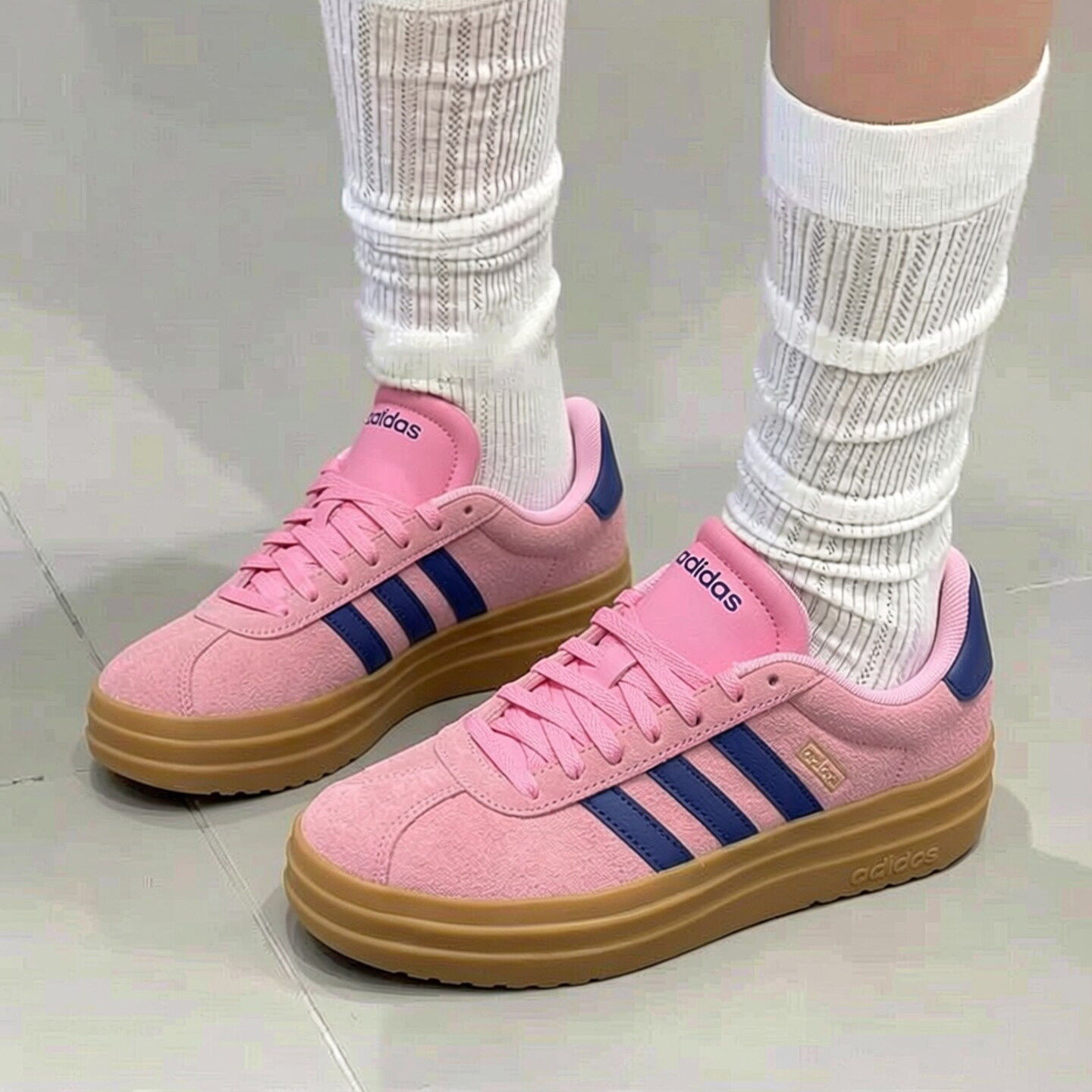 adidas阿迪达斯板鞋女新款正品低帮厚底增高粉色美高休闲鞋女鞋