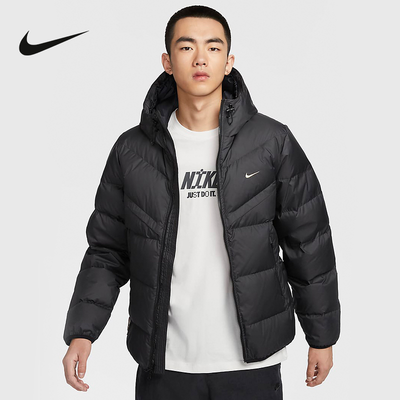 Nike耐克羽绒服男外套短款2025冬新款连帽保暖防风夹克HQ4183-010