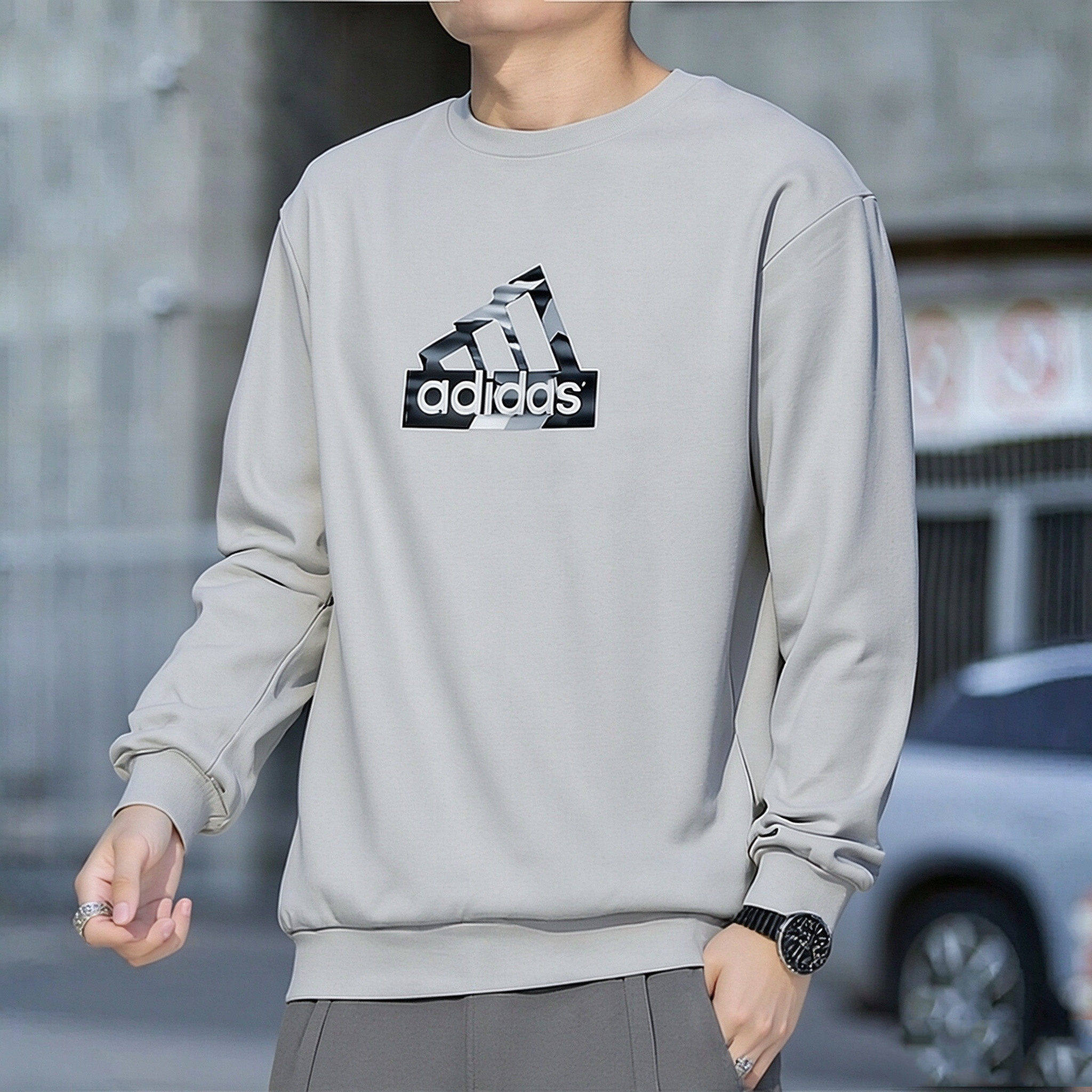 阿迪达斯卫衣男装新款运动服宽松长袖休闲圆领上衣正品套头衫