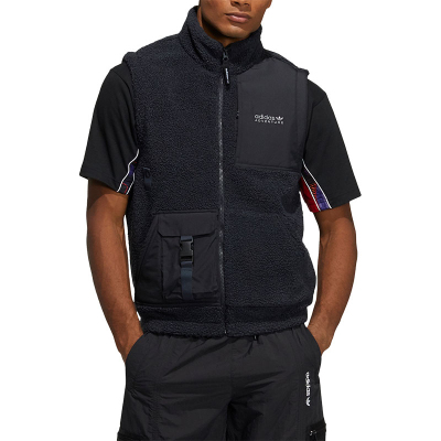adidas阿迪达斯正品三叶草男装加厚保暖仿羊羔绒马甲背心HC0382