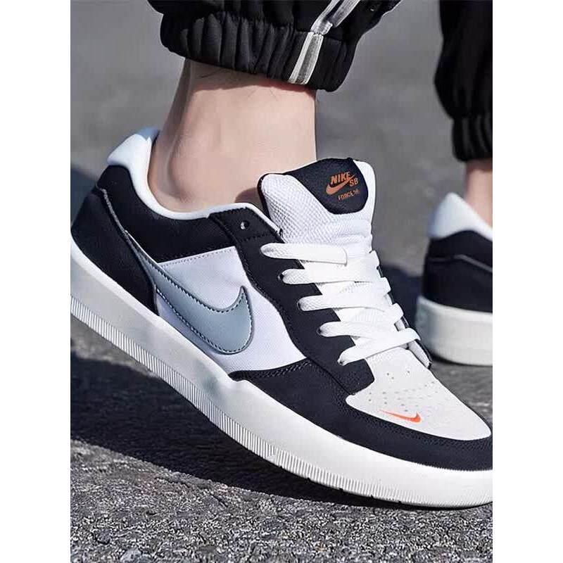 NIKE耐克男鞋SB FORCE 58低帮黑白色运动鞋复古休闲低帮滑板鞋