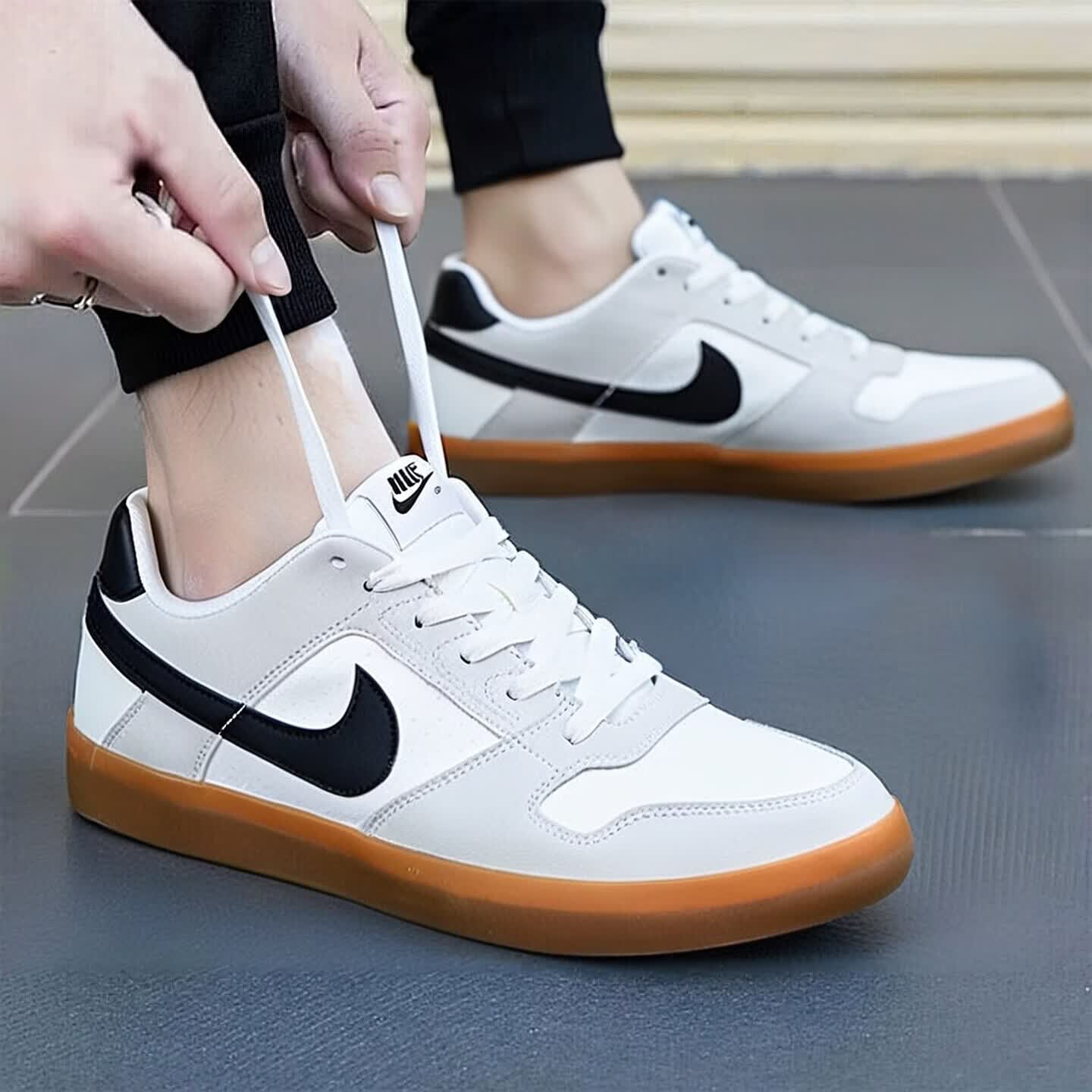 Nike耐克夏季新款男鞋经典黑白配色系带低帮板鞋运动休闲鞋潮流
