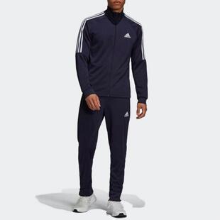 Adidas/阿迪达斯男装 条纹LOGO拉链运动休闲立领套装GT8802