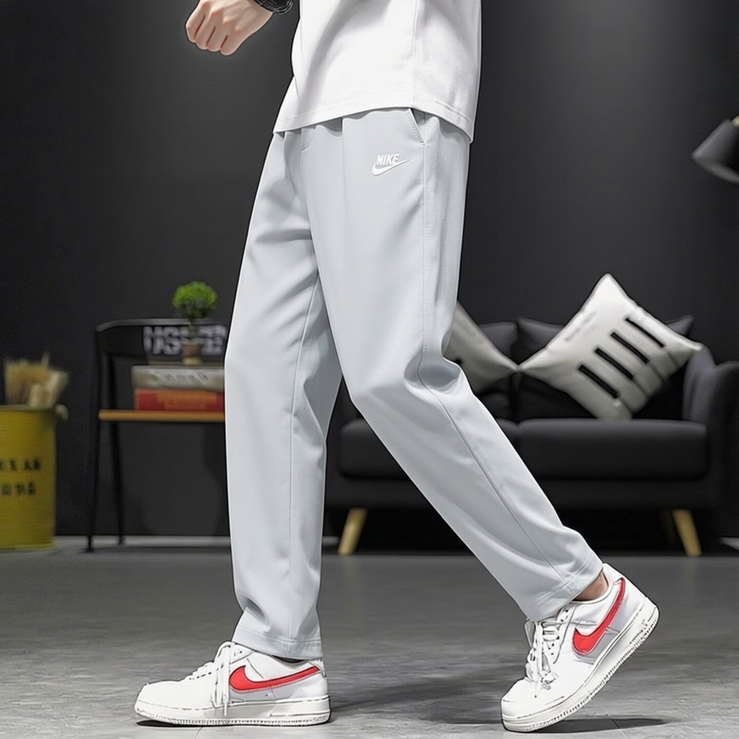 NIKE耐克裤子潮流刺绣标长裤薄款透气运动裤新款卫裤锥形休闲男裤